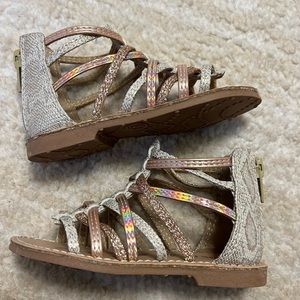 NWOT Fabulous Rose Gold and Python Print Gladiator Sandals!